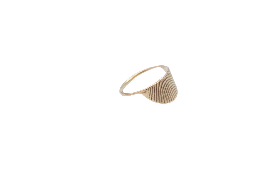 Vintage inspired simple Sunburst charm ring in either solid brass, 10K gold, or 14K gold. Custom Handmade by jewelers in Brooklyn, NY.