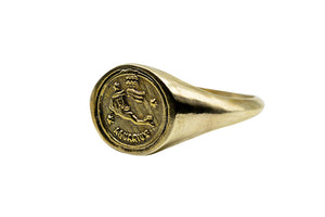 
            
                Load image into Gallery viewer, Vintage Brass Astrology Ring. Can be changed to Gold. This ring has Zodiac Aquarius. Handmade in a jewelry store in Brooklyn NYC
            
        