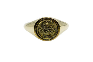 
            
                Load image into Gallery viewer, Vintage Brass Astrology Ring. Can be changed to Gold. This golden ring has Zodiac Gemini. Handmade in a jewelry store in Brooklyn NYC
            
        