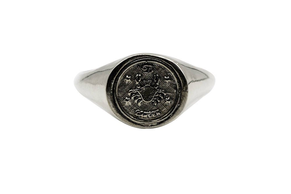 
            
                Load image into Gallery viewer, An Astrology Ring with Zodiac Cancer. Piece of Men and Women Jewelry in Silver
            
        