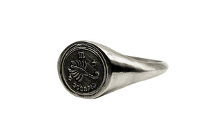 
            
                Load image into Gallery viewer, An Astrology Ring with Zodiac Scorpio Side view. Piece of Men and Women Jewelry in Silver
            
        