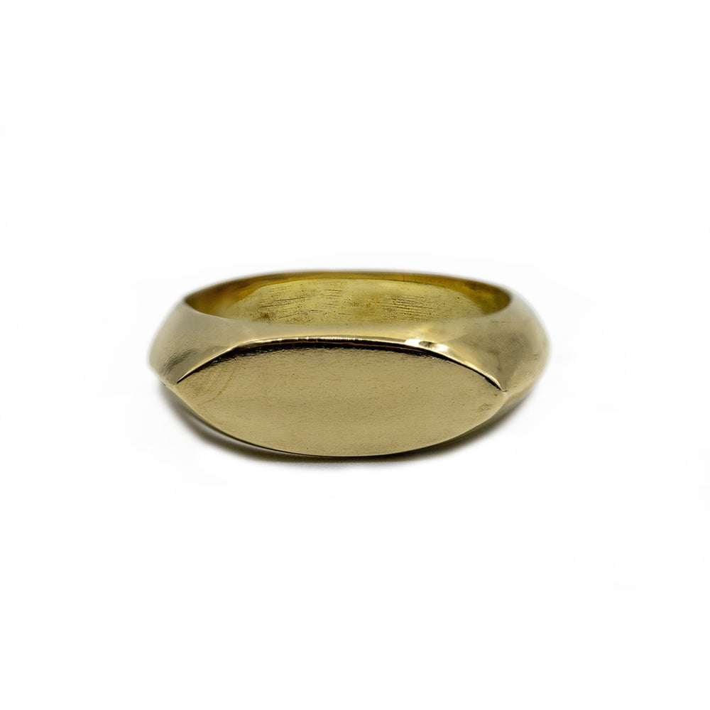 Simple Retro vintage diamond shaped signet ring casted in 100% recycled brass with a matte polished finish. This custom handmade piece was made by a jeweler in Brooklyn NYC.