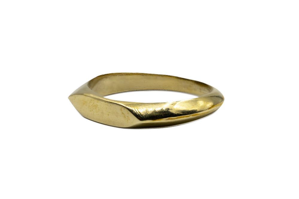 
            
                Load image into Gallery viewer, Mini retro vintage diamond shaped signet ring casted in 100% recycled brass with a matte polished finish. This custom handmade piece was made by a jeweler in Brooklyn NYC.
            
        