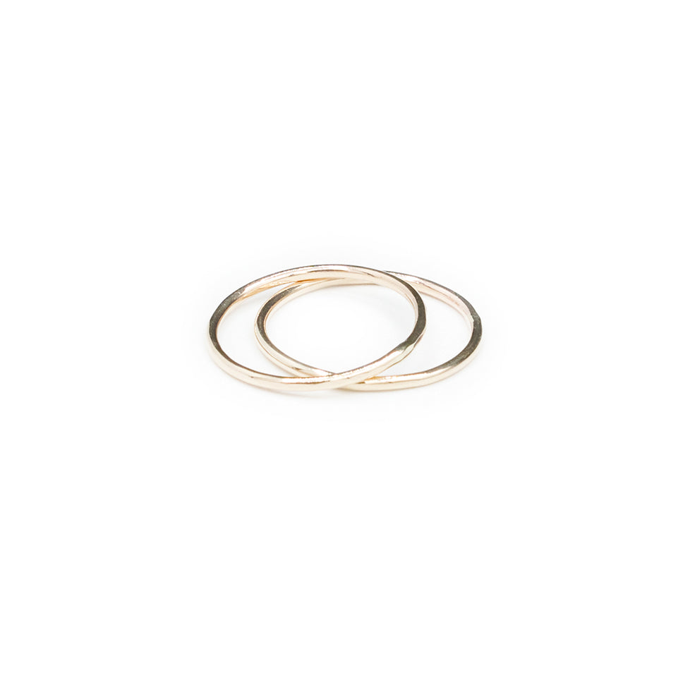 Thin Hammered Ring in Gold