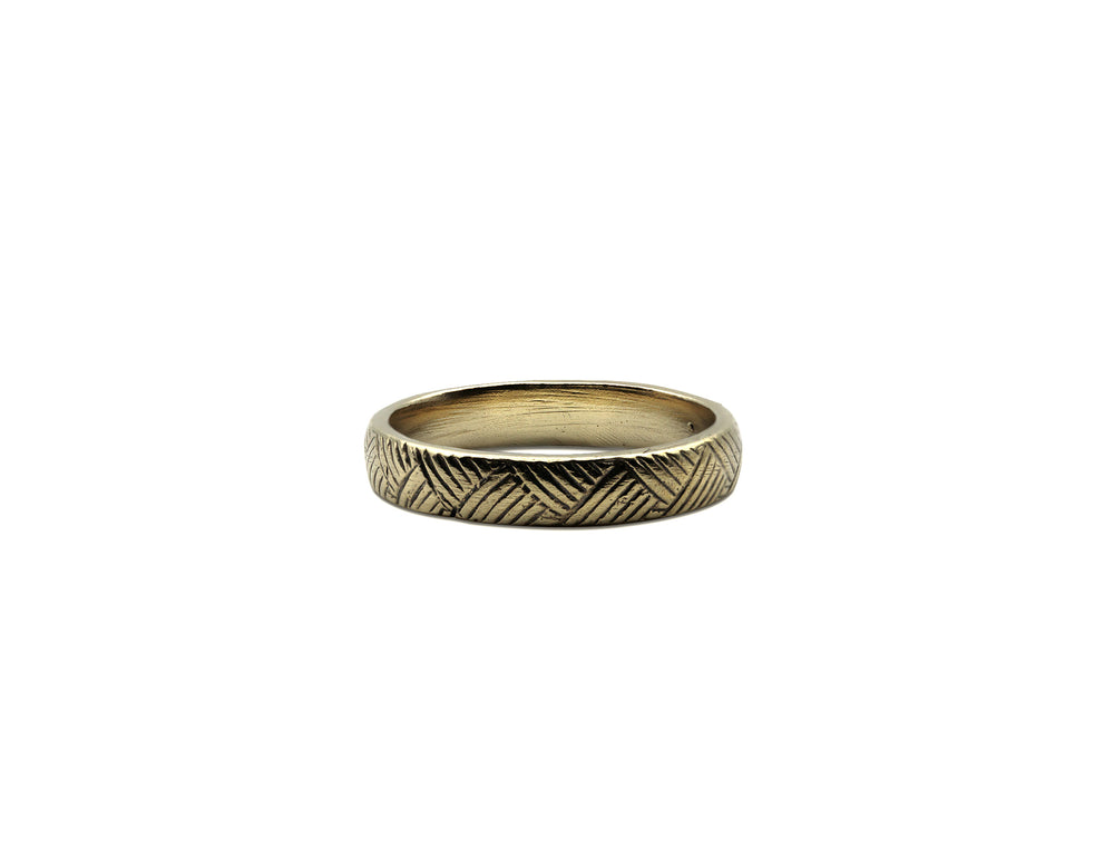 Vintage inspired lines ring in brass or silver. Custom Handmade by jewelers in Brooklyn, NY.