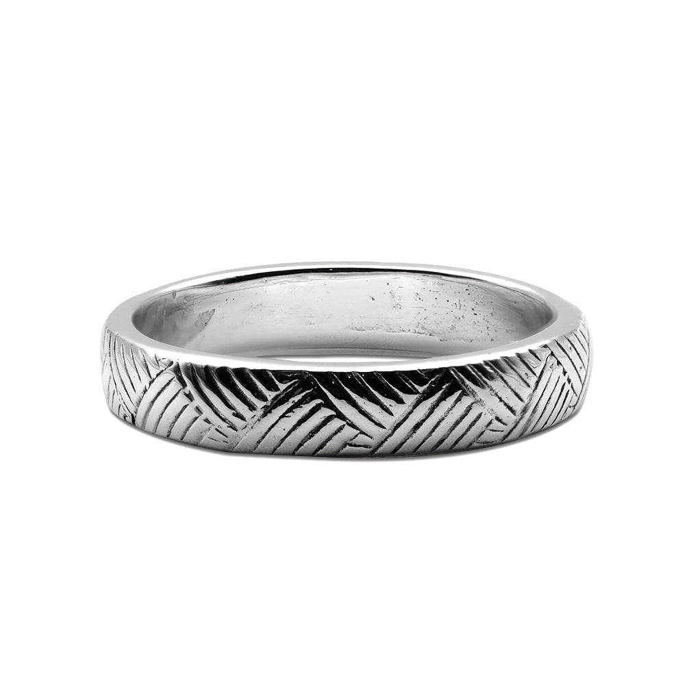 
            
                Load image into Gallery viewer, Vintage inspired lines ring in brass or silver. Custom Handmade by jewelers in Brooklyn, NY.
            
        