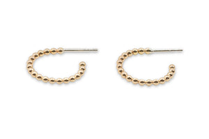 
            
                Load image into Gallery viewer, Simple Vintage Golden earring hoop and ball. Gold custom Jewelry handmade in Brooklyn NYC
            
        