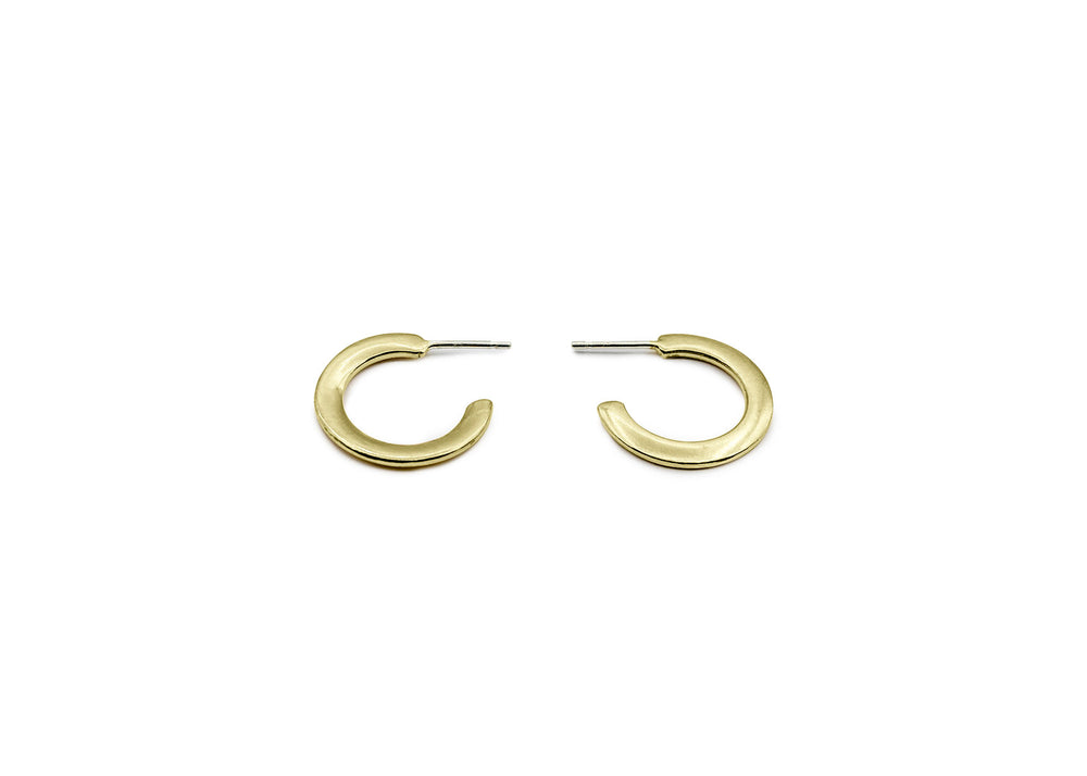 
            
                Load image into Gallery viewer, Classic Vintage hoop earrings in solid brass with sterling silver posts. Vintage jewelry made in NYC
            
        