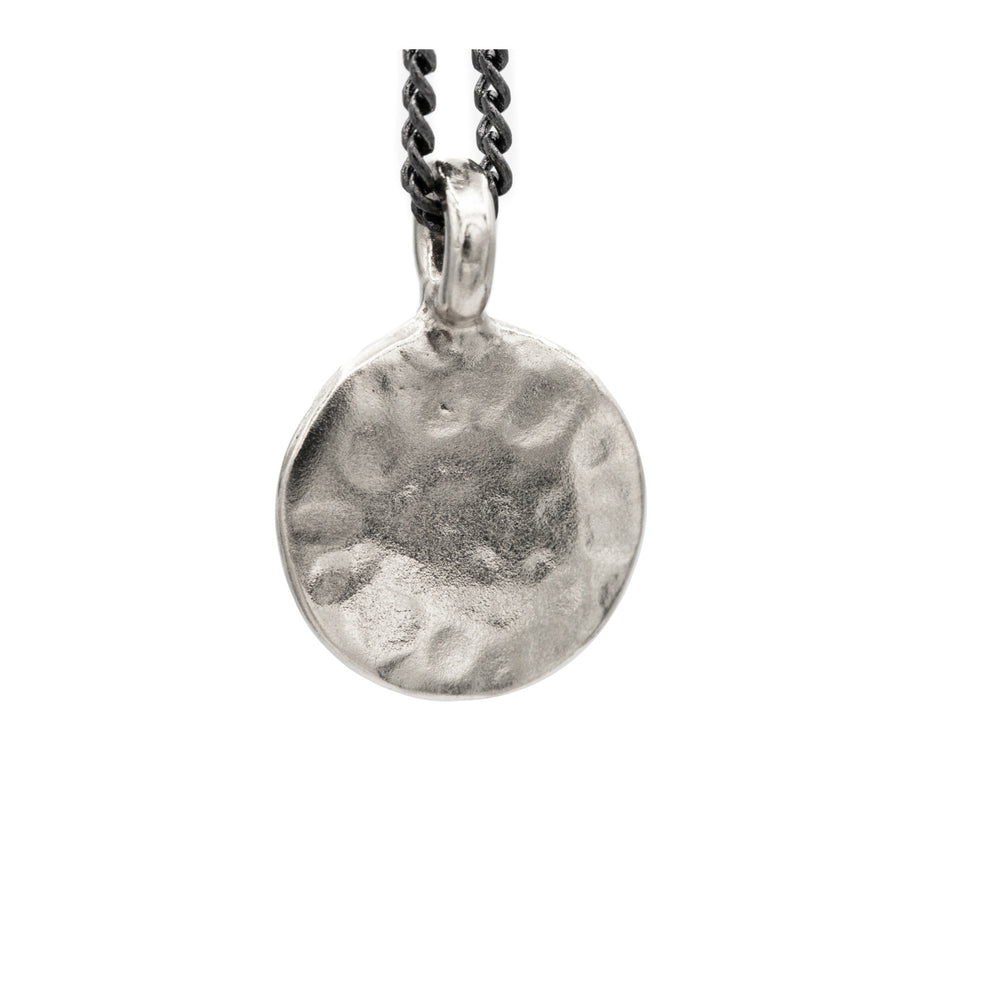 Hammered Circle Charm Necklace in Silver